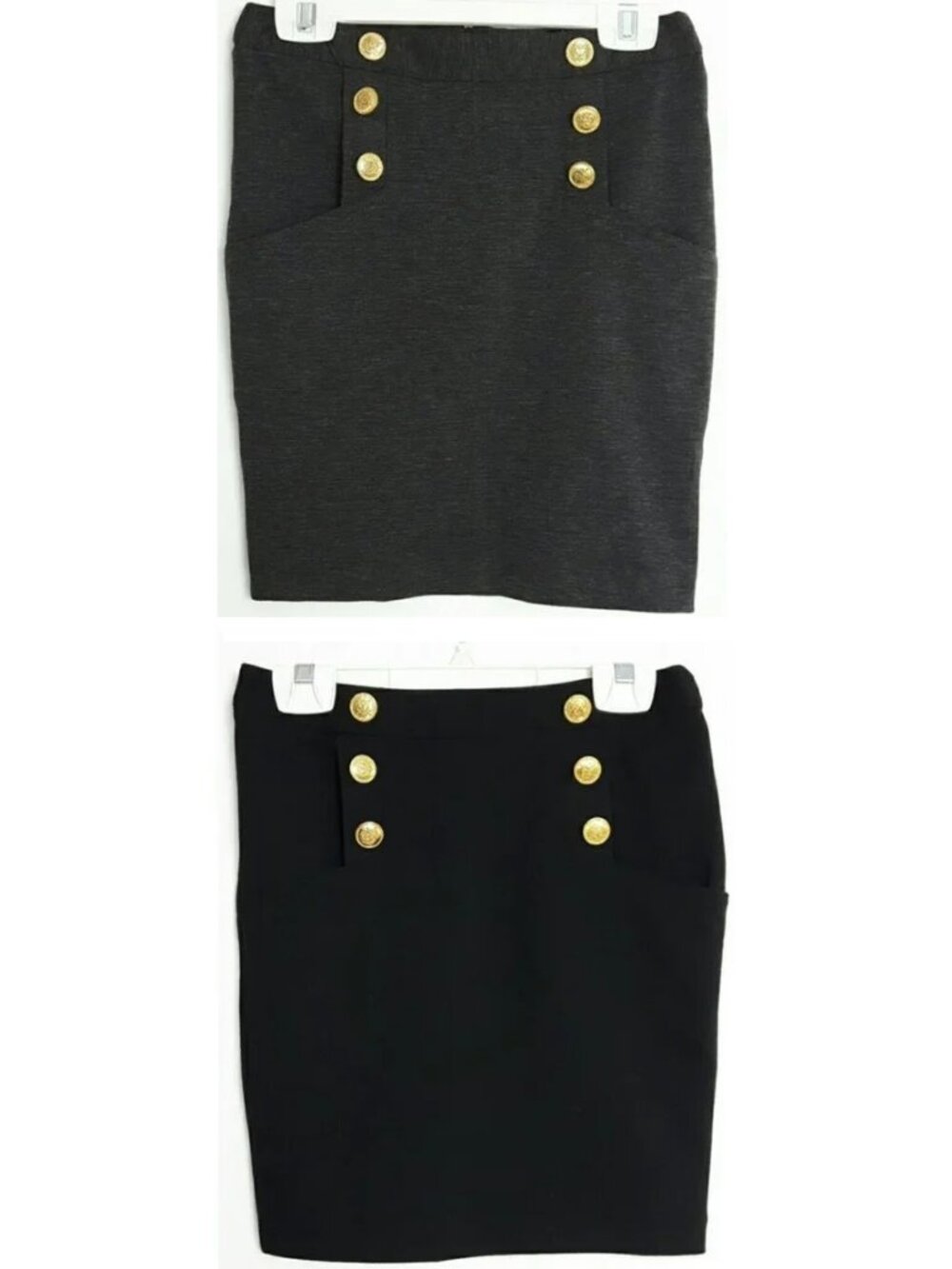 Set of Two Black and Gray High‎ Waist Sailor Style Skirt